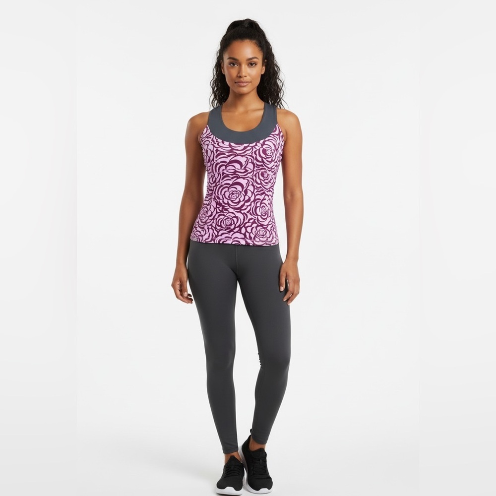 BCG Women’s Small Purple Floral Racerback Athletic Tank Workout Top
